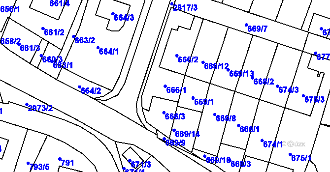 Parcela st. 666/1 v KÚ Dobruška, Katastrální mapa