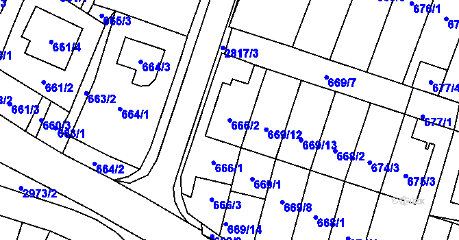 Parcela st. 666/2 v KÚ Dobruška, Katastrální mapa