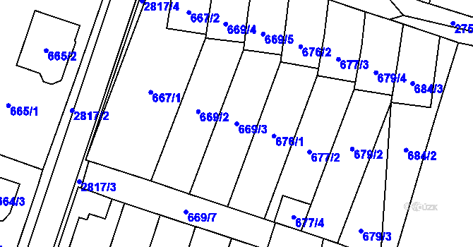 Parcela st. 669/3 v KÚ Dobruška, Katastrální mapa
