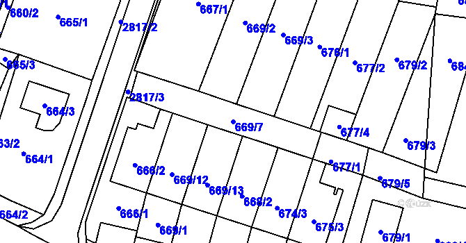 Parcela st. 669/7 v KÚ Dobruška, Katastrální mapa