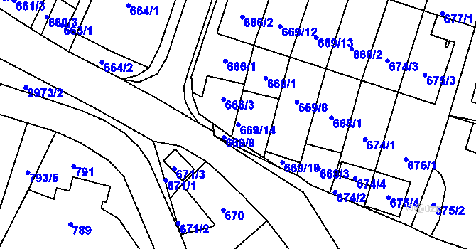 Parcela st. 669/14 v KÚ Dobruška, Katastrální mapa