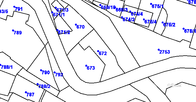Parcela st. 672 v KÚ Dobruška, Katastrální mapa