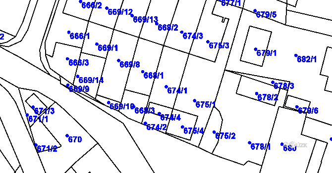 Parcela st. 674/1 v KÚ Dobruška, Katastrální mapa