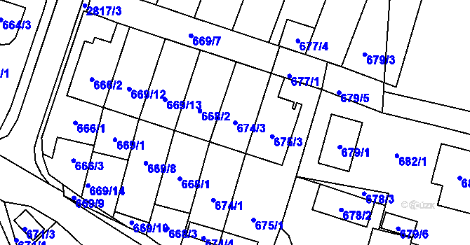 Parcela st. 674/3 v KÚ Dobruška, Katastrální mapa