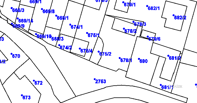 Parcela st. 675/2 v KÚ Dobruška, Katastrální mapa
