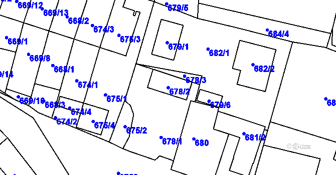 Parcela st. 678/2 v KÚ Dobruška, Katastrální mapa