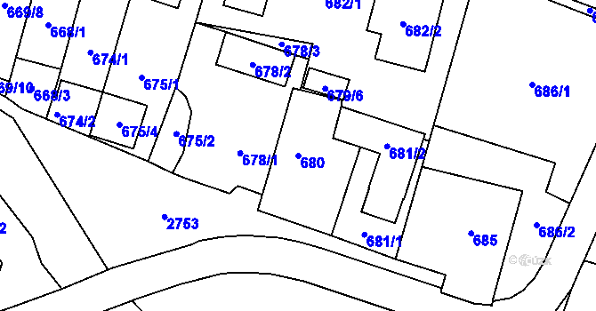 Parcela st. 680 v KÚ Dobruška, Katastrální mapa
