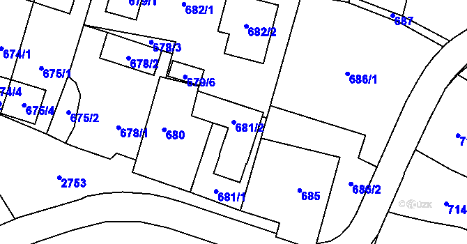Parcela st. 681/2 v KÚ Dobruška, Katastrální mapa