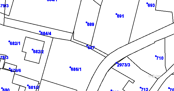 Parcela st. 687 v KÚ Dobruška, Katastrální mapa