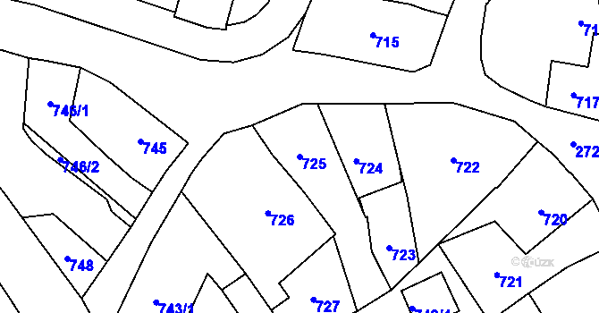 Parcela st. 725 v KÚ Dobruška, Katastrální mapa
