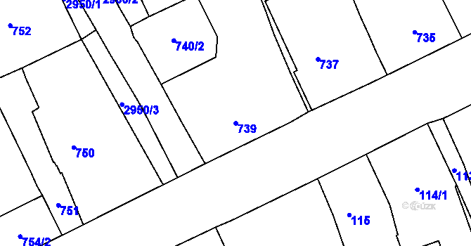 Parcela st. 739 v KÚ Dobruška, Katastrální mapa