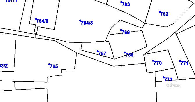 Parcela st. 767 v KÚ Dobruška, Katastrální mapa