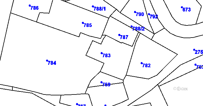Parcela st. 783 v KÚ Dobruška, Katastrální mapa