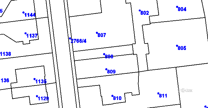 Parcela st. 808 v KÚ Dobruška, Katastrální mapa