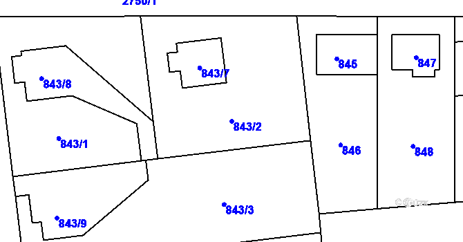 Parcela st. 843/2 v KÚ Dobruška, Katastrální mapa