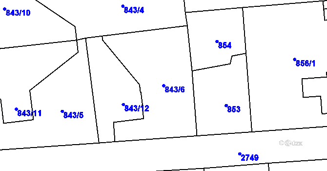 Parcela st. 843/6 v KÚ Dobruška, Katastrální mapa