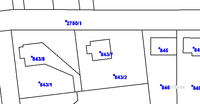 Parcela st. 843/7 v KÚ Dobruška, Katastrální mapa