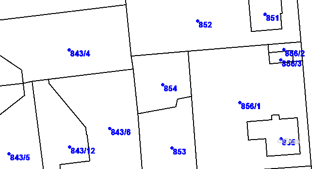 Parcela st. 854 v KÚ Dobruška, Katastrální mapa