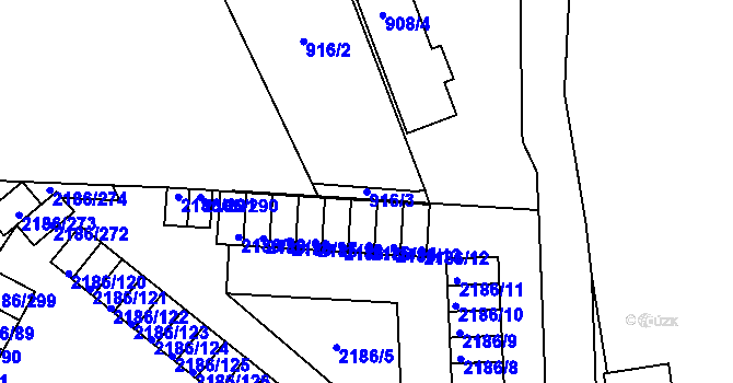 Parcela st. 916/3 v KÚ Dobruška, Katastrální mapa