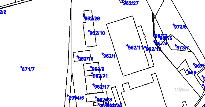 Parcela st. 962/1 v KÚ Dobruška, Katastrální mapa