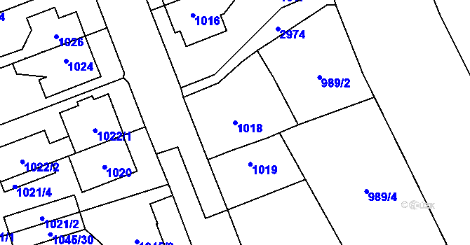 Parcela st. 1018 v KÚ Dobruška, Katastrální mapa