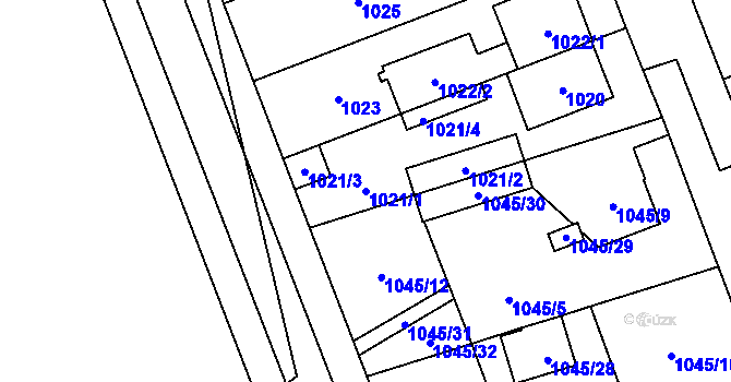 Parcela st. 1021/1 v KÚ Dobruška, Katastrální mapa