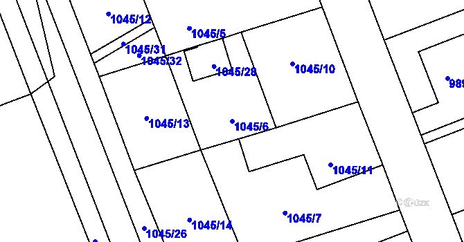Parcela st. 1045/6 v KÚ Dobruška, Katastrální mapa