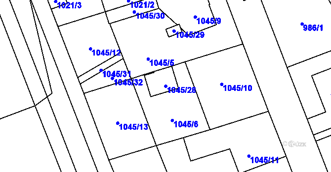 Parcela st. 1045/28 v KÚ Dobruška, Katastrální mapa