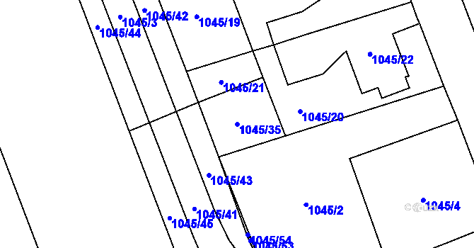Parcela st. 1045/35 v KÚ Dobruška, Katastrální mapa