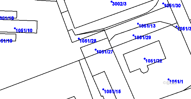 Parcela st. 1051/27 v KÚ Dobruška, Katastrální mapa