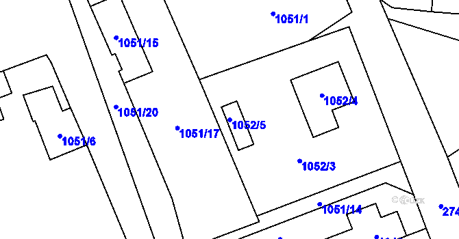 Parcela st. 1052/5 v KÚ Dobruška, Katastrální mapa