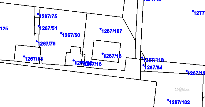 Parcela st. 1267/16 v KÚ Dobruška, Katastrální mapa