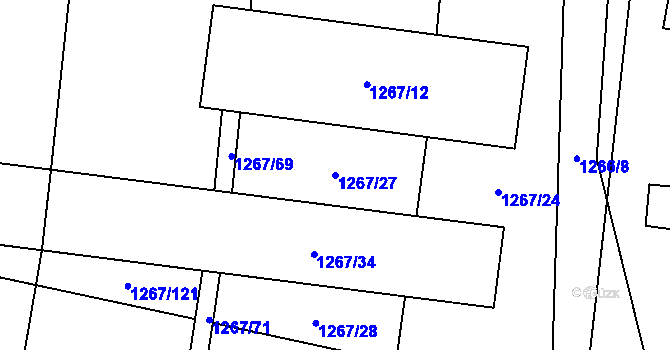 Parcela st. 1267/27 v KÚ Dobruška, Katastrální mapa