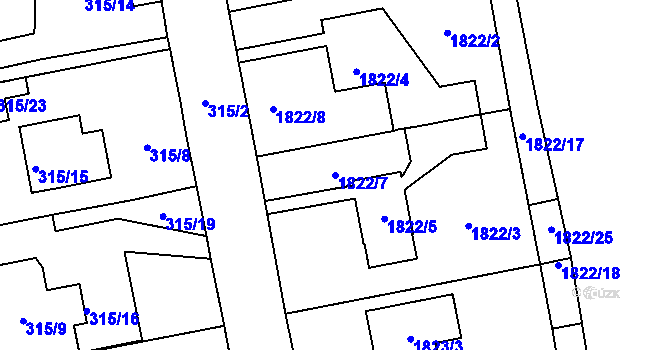 Parcela st. 1822/7 v KÚ Dobruška, Katastrální mapa