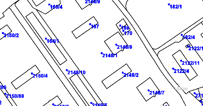 Parcela st. 2148/1 v KÚ Dobruška, Katastrální mapa