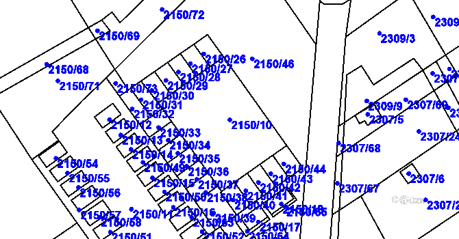 Parcela st. 2150/10 v KÚ Dobruška, Katastrální mapa