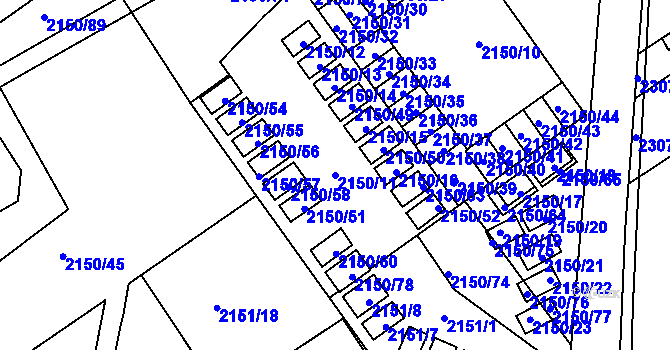 Parcela st. 2150/11 v KÚ Dobruška, Katastrální mapa