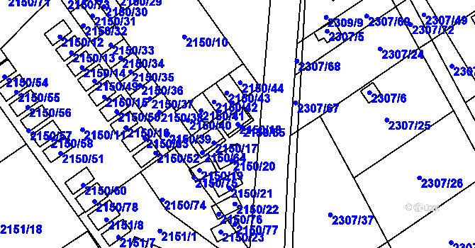 Parcela st. 2150/18 v KÚ Dobruška, Katastrální mapa