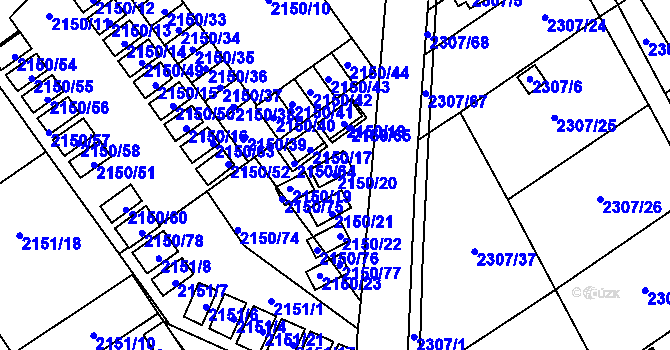 Parcela st. 2150/20 v KÚ Dobruška, Katastrální mapa