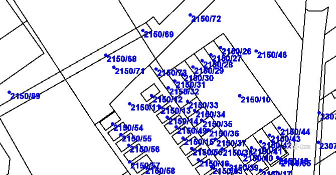 Parcela st. 2150/32 v KÚ Dobruška, Katastrální mapa