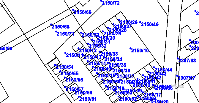Parcela st. 2150/33 v KÚ Dobruška, Katastrální mapa