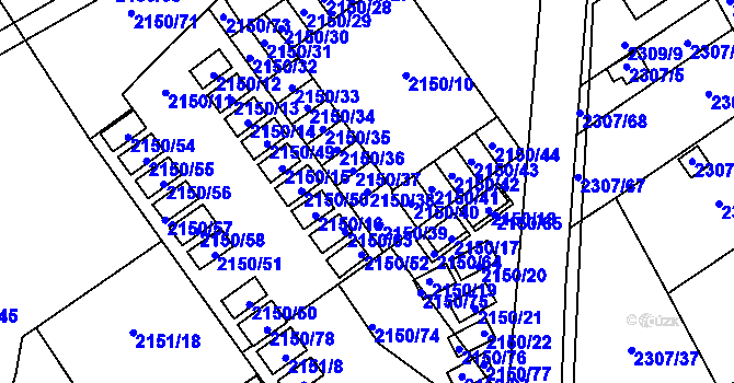 Parcela st. 2150/38 v KÚ Dobruška, Katastrální mapa