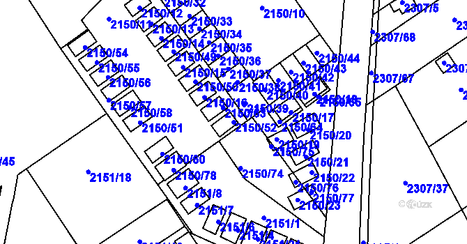 Parcela st. 2150/52 v KÚ Dobruška, Katastrální mapa