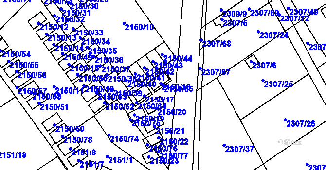 Parcela st. 2150/65 v KÚ Dobruška, Katastrální mapa
