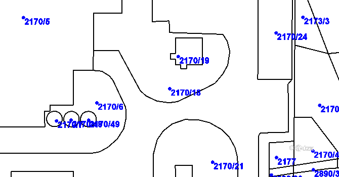 Parcela st. 2170/18 v KÚ Dobruška, Katastrální mapa