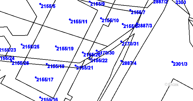 Parcela st. 2170/30 v KÚ Dobruška, Katastrální mapa