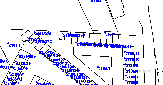 Parcela st. 2186/18 v KÚ Dobruška, Katastrální mapa