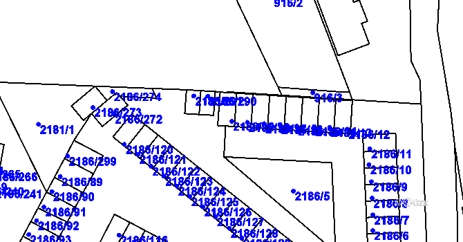 Parcela st. 2186/19 v KÚ Dobruška, Katastrální mapa