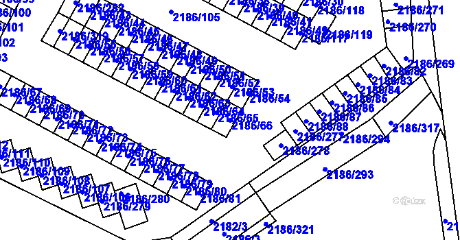 Parcela st. 2186/66 v KÚ Dobruška, Katastrální mapa