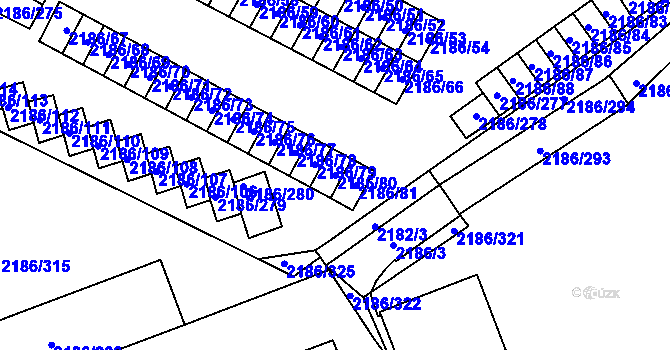 Parcela st. 2186/80 v KÚ Dobruška, Katastrální mapa